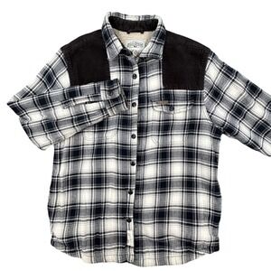 Field & Stream Plaid Sherpa Lined Flannel Shirt Jacket Mens Sz M Black White